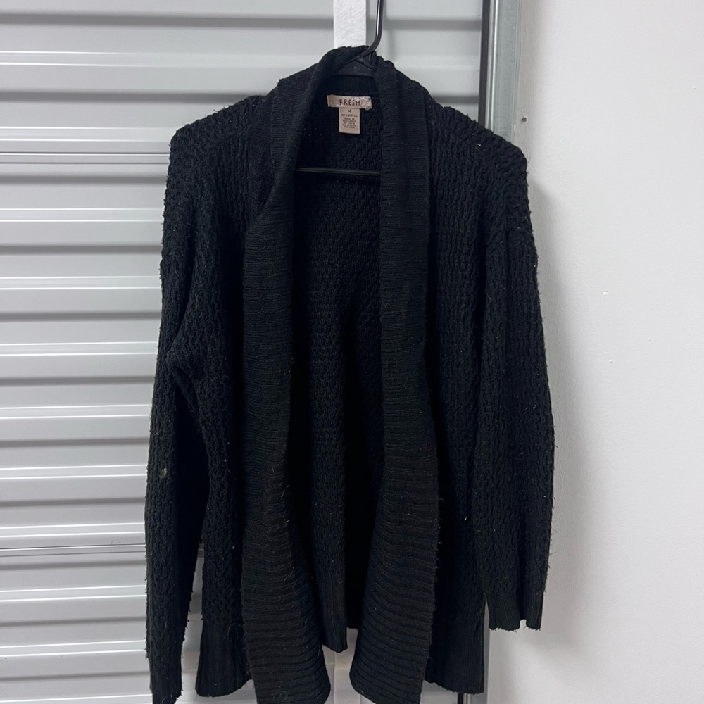Fresh Black Open-Front Cardigan Size Medium Sweater